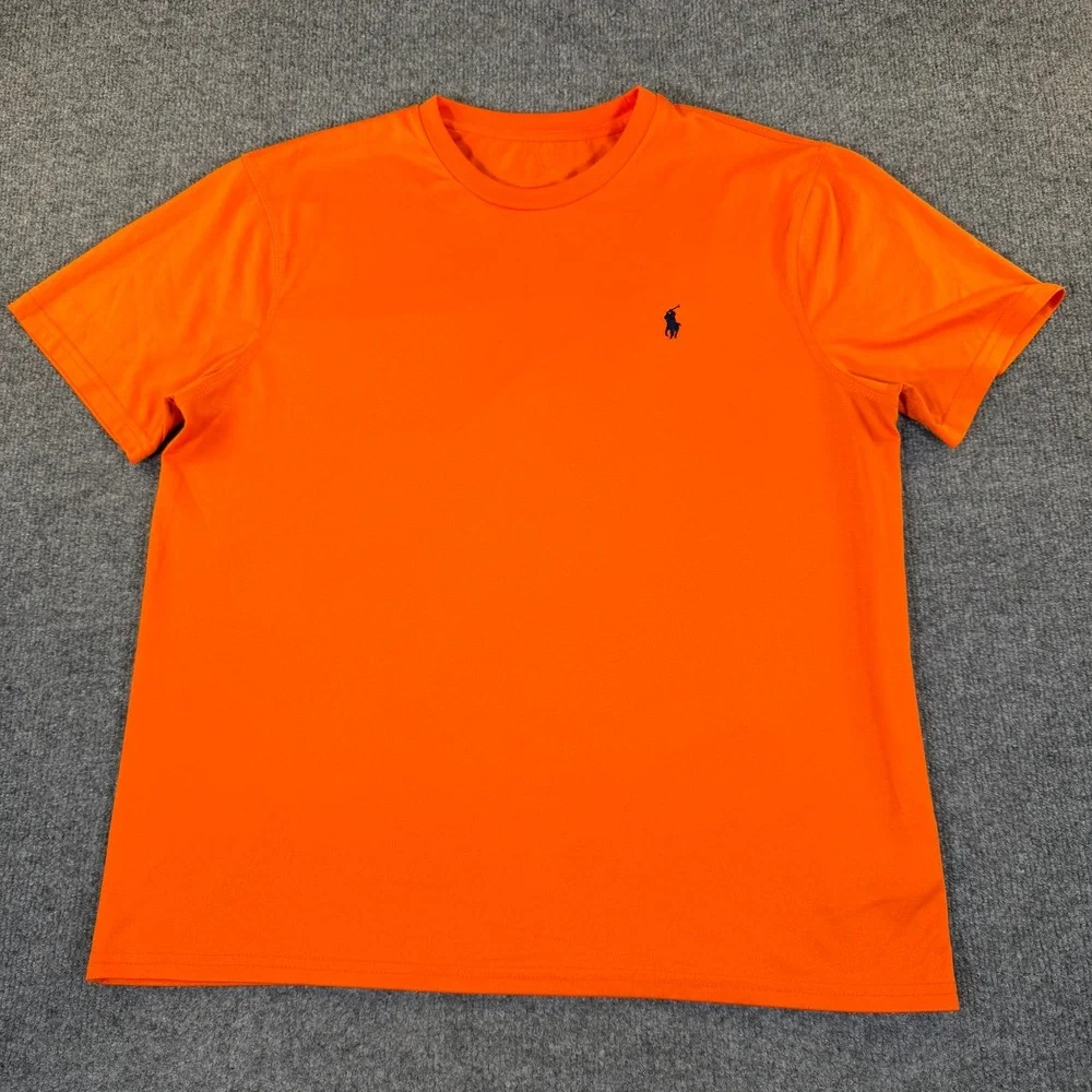 Polo Ralph Lauren Men Performance T-Shirt Orange Short Sleeve Pony Logo XL #3239